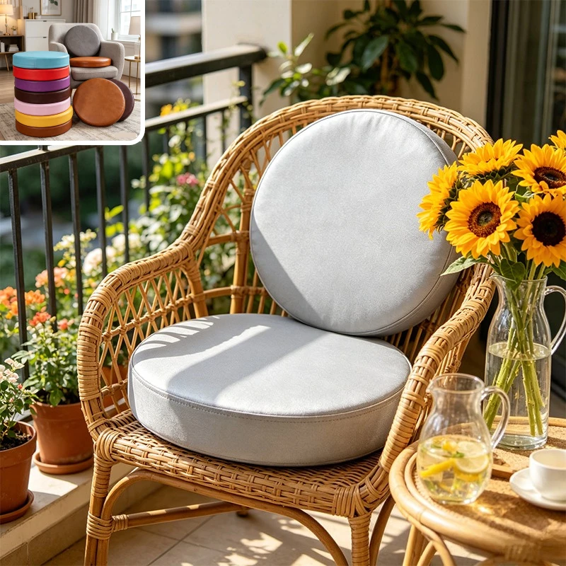 

Waterproof round PU Leather Seat Cushion High Elasticity Detachable Washable Floor Chair Pad for Kindergarten Home Garden