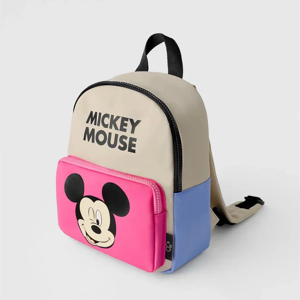 Disney Girls Backpacks Mickey Mouse Kawaii Bags Print Sequin Travel Storage Fashionable Schoolbags Kindergarten Mini Backpack