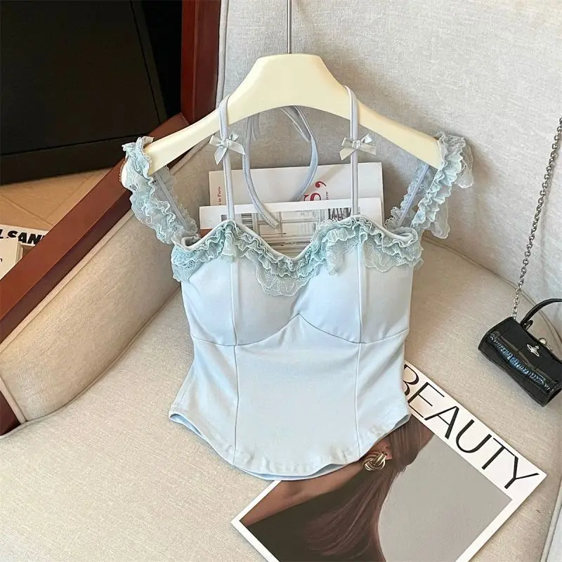 Tether Tube Top Sling Camis Women's Summer Outter Wear Backless Hanging Neck Skinny Tit Sweet Spicy Girl Sleeveless Top