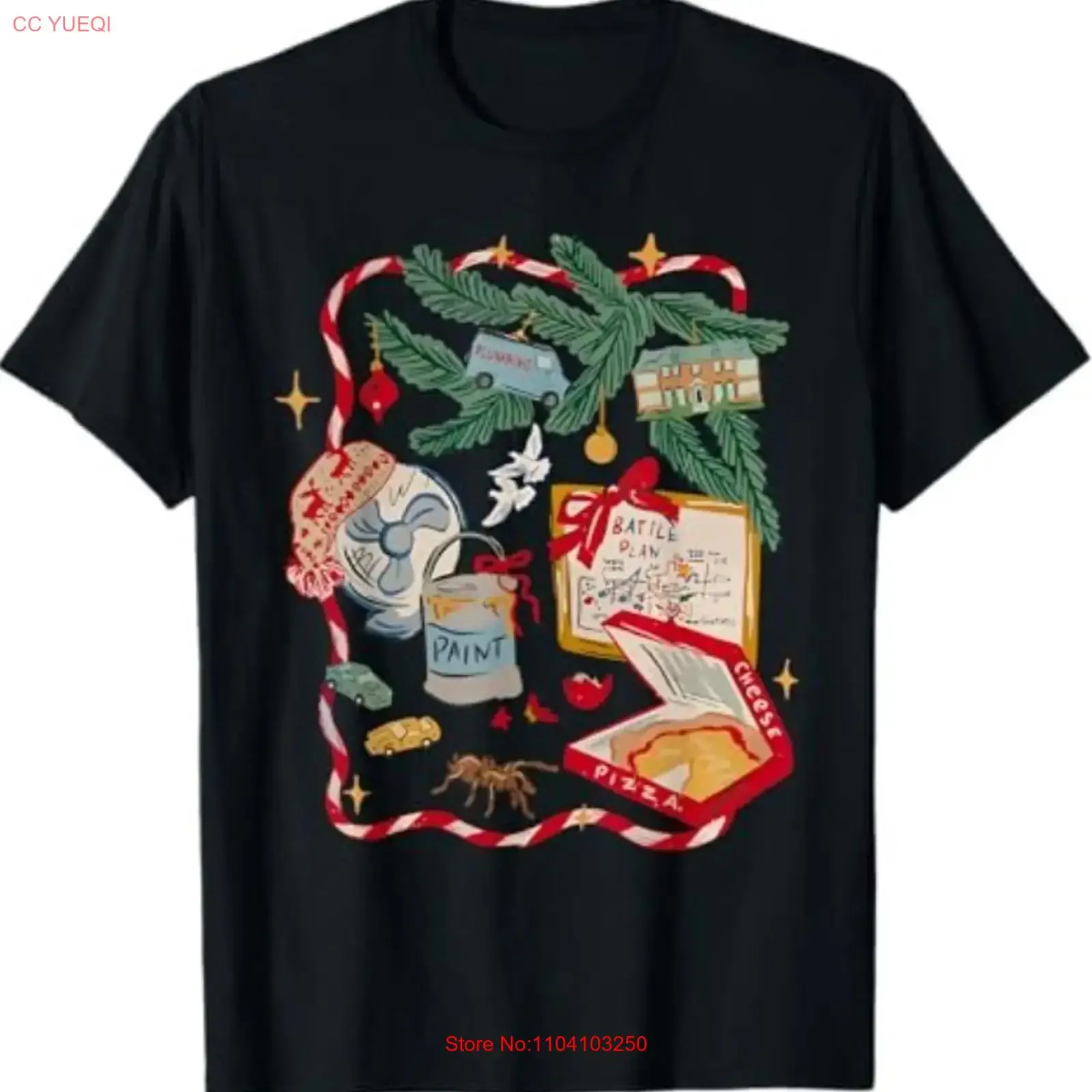Funny Battle Plan Christmas Home Kids Hand Dawn Alone Xmas T Shirt vintage Washed Casual Versatile fashion homme Stylish