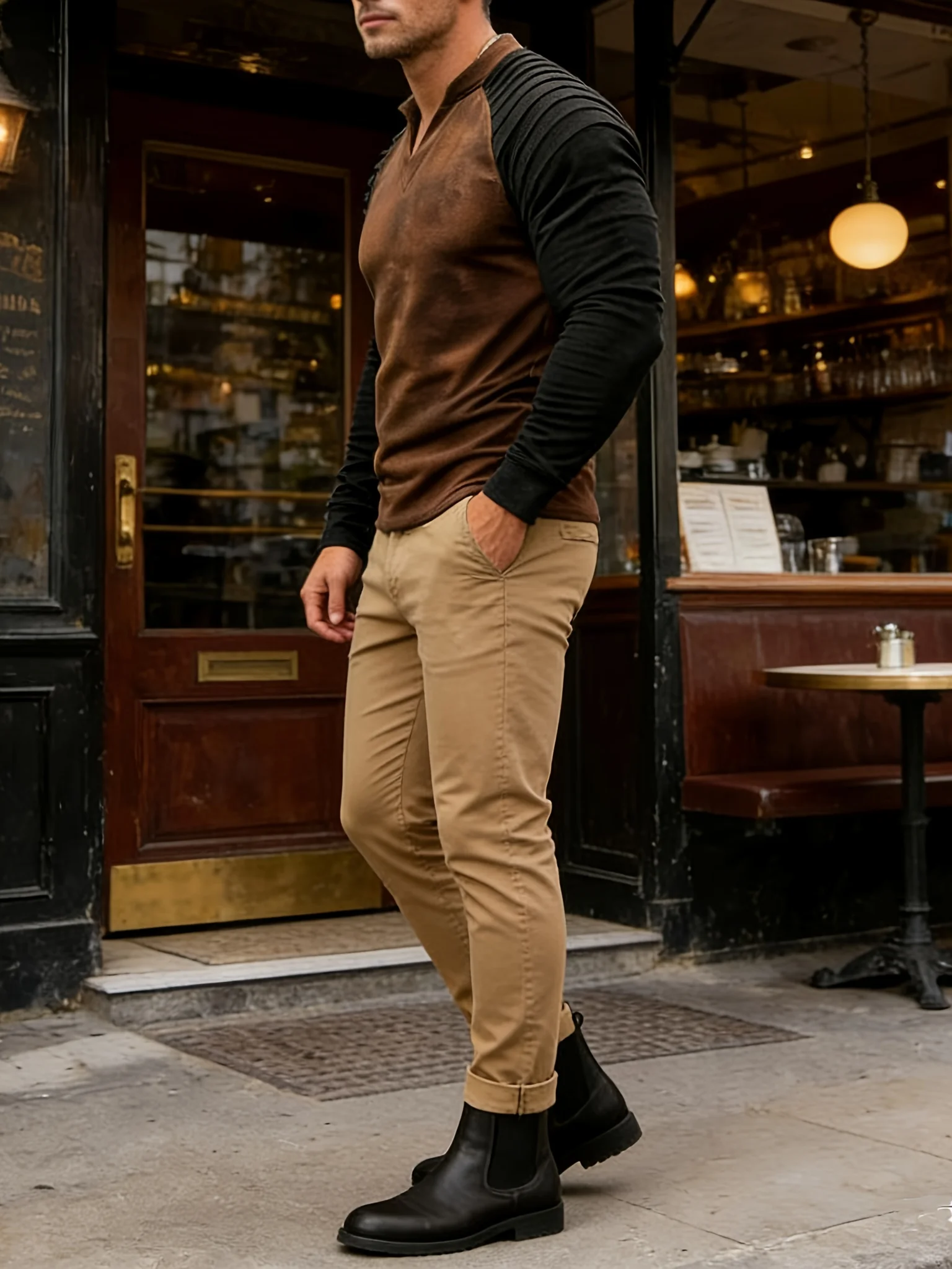 Vintage Distressed Henley Ragl - Men Fashion Vintage recension och pris