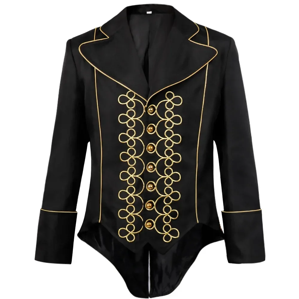 

Men's New Medieval Cosplay Victorian Embroidery Coat Steampunk Gothic Retro Jackets 2025 Man Clothing Halloween Costume