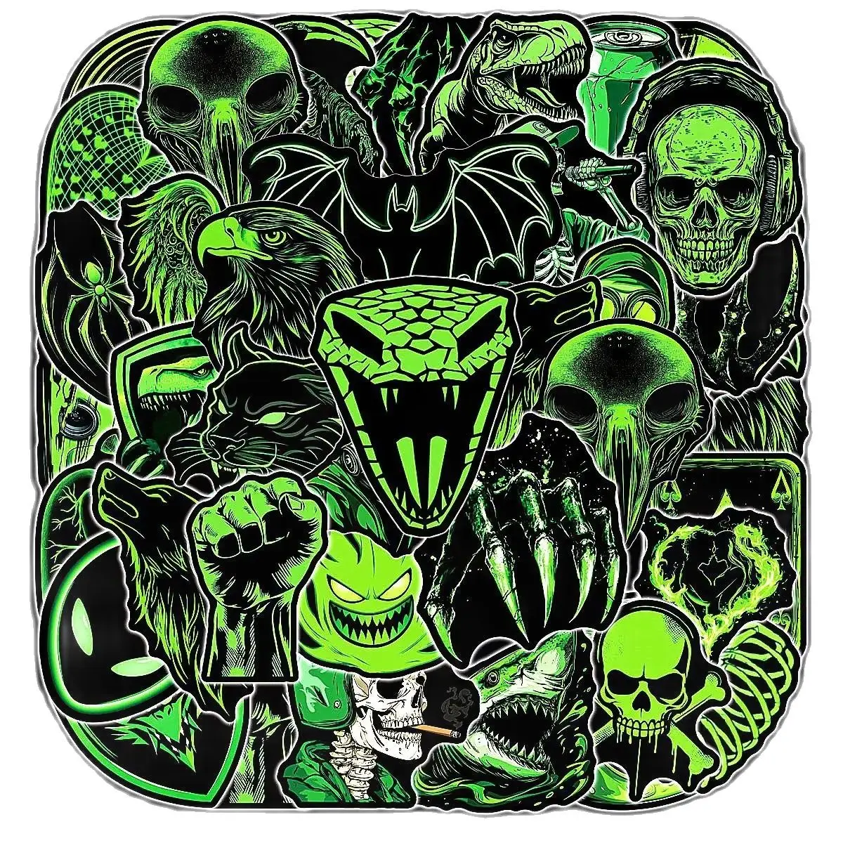 50Pcs Horror Monster Stickers Cool DIY Stickers Scrapbooking Phone Luggage Waterproof Decals