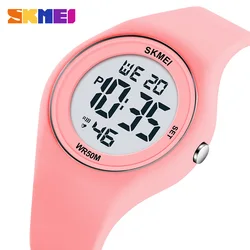 SKMEI-Reloj Digital para deportes al aire libre para hombres y mujeres, cronómetro resistente al agua de 5bar, Cuenta atrás, alarma