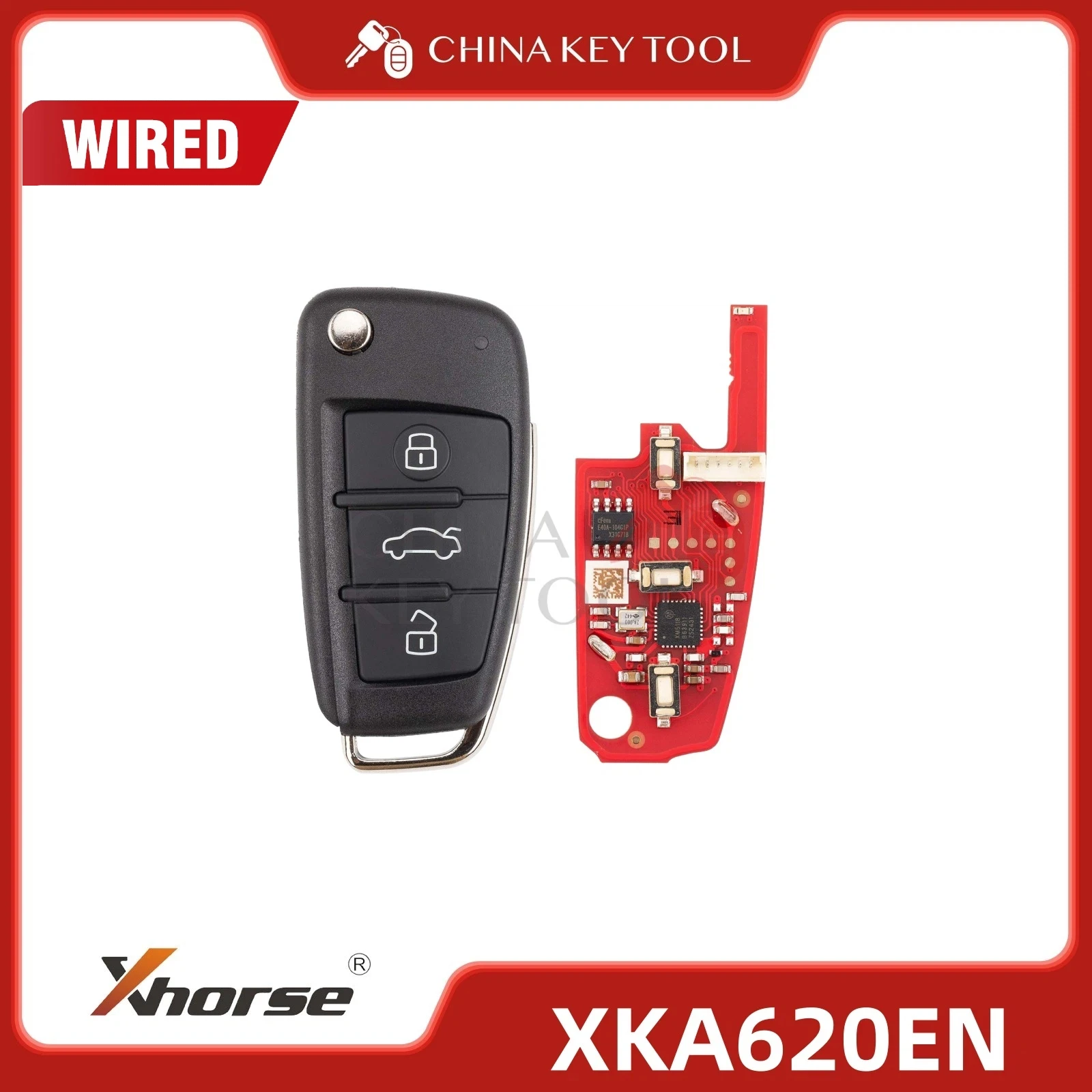 Xhorse 2nd Generation Wire Remote Key for Audi A6L Q7 Type 3 Buttons XKA620EN Global Version