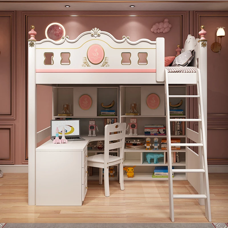 Armoire sous la Table, lit pour enfants entrelacé, poudre supérieure et inférieure, lit haut et bas, bureau
