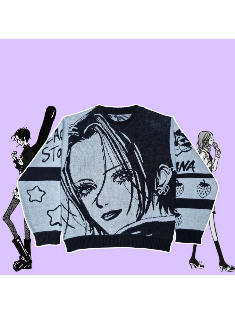 

Новый осенне-зимний модный пуловер с героями мультфильмов, вязаный свободный мужской и женский топ с длинными рукавами в стиле хип-хоп