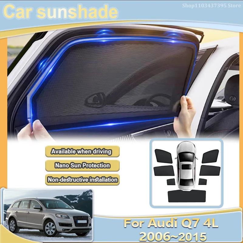 

For Audi Q7 4L 2007 MK1 2006-2015 Side Window Sunshade Mesh Sun Visor Magnetic Sunscreen Curtain UV Protection Car Accessories