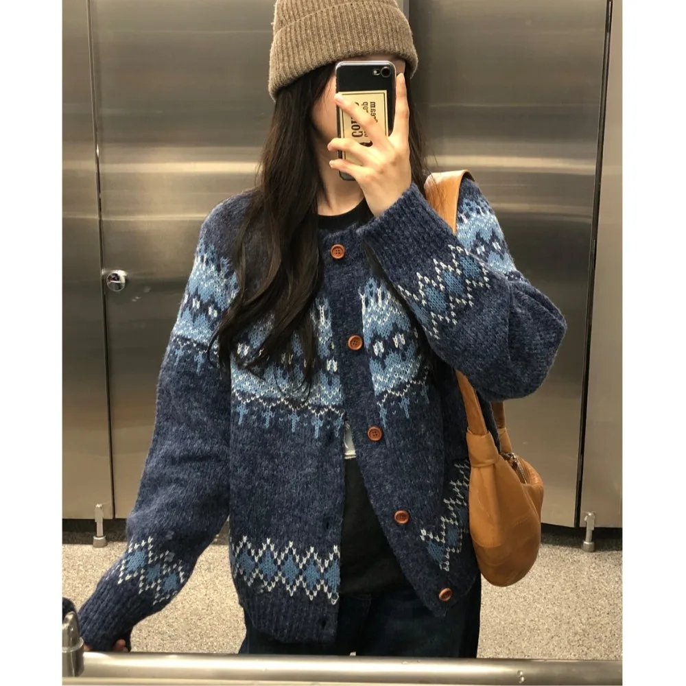 Вязаный свитер Lazy Sle, кардиган против старения, весна-осень-зима, модная верхняя одежда, мягкая, средняя, тонкая, стандартного кроя