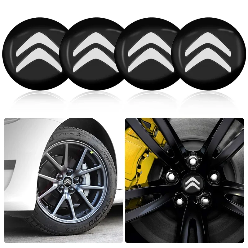 4Pcs Car Styling Wheel Hub Cap Stickera Car Refit Accessories Fit Citroen C4 C3 C5 Aircross C1 DS3 DS5 Berlingo Jumper ZX
