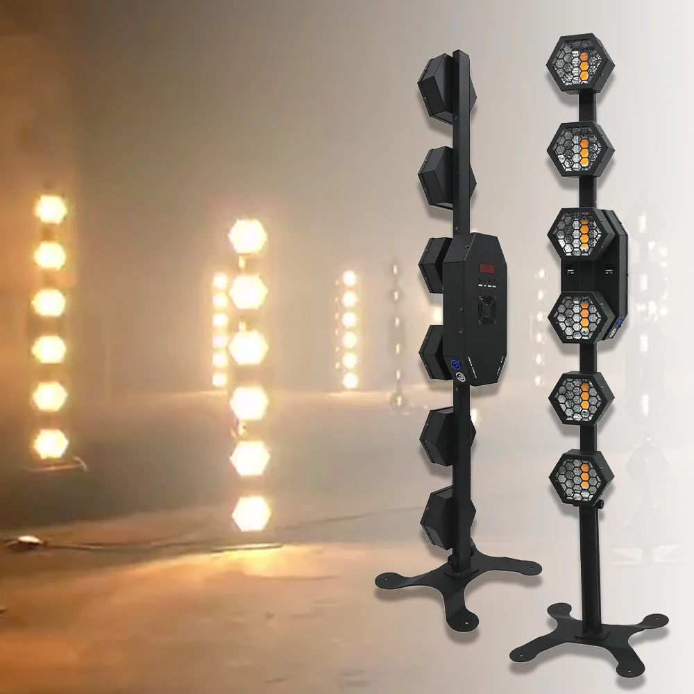 

YUER New 6x50w COB Amber With 72PCS RGB LED Strobe Stand Floor Concert Bar Background Effect Wash Retro Lighting Dj Disco Stage