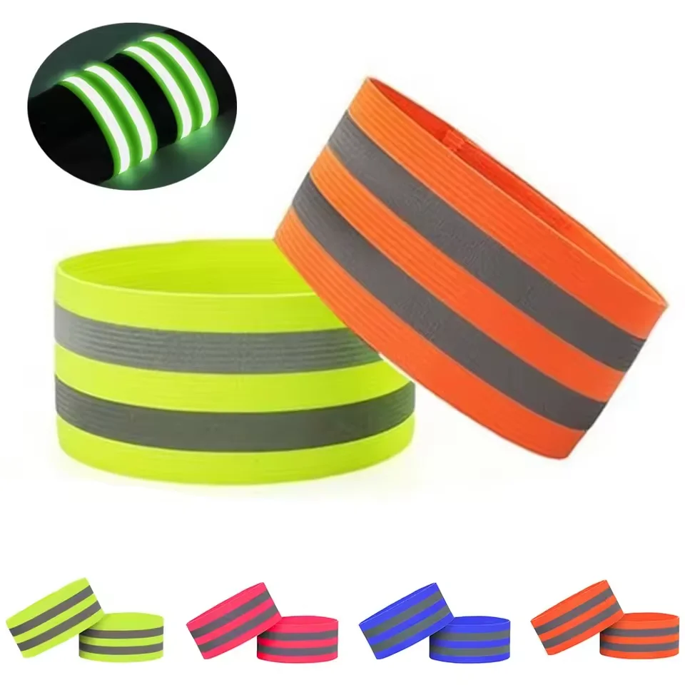 2Pcs Reflective Bands Elastic Armband Wristband Ankle Leg Straps Safety Reflector Tape Straps for Night Jogging Biking Running