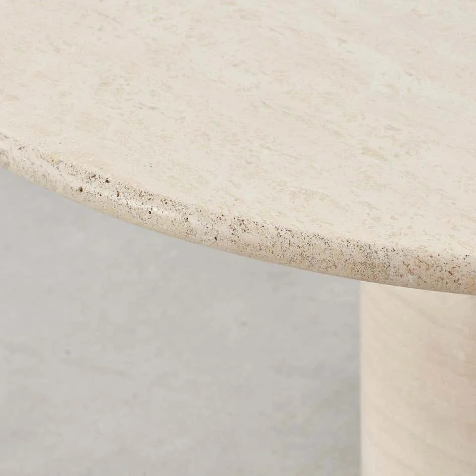 Wholesale Customization D 100CM 110CM 120CM x75CM H Natural Yellow Travertine Cave Stone Simple Marble Round Dining Table