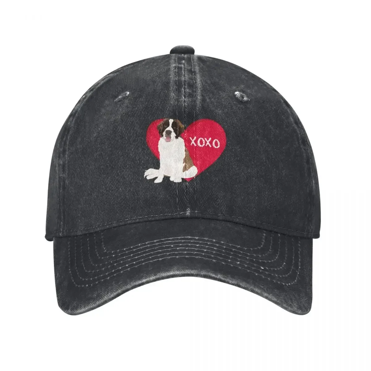 Valentines Day Saint Bernard Love Xoxo Baseball Cap funny hat Streetwear Sunhat Hat Baseball Cap Women Beach Fashion Men's