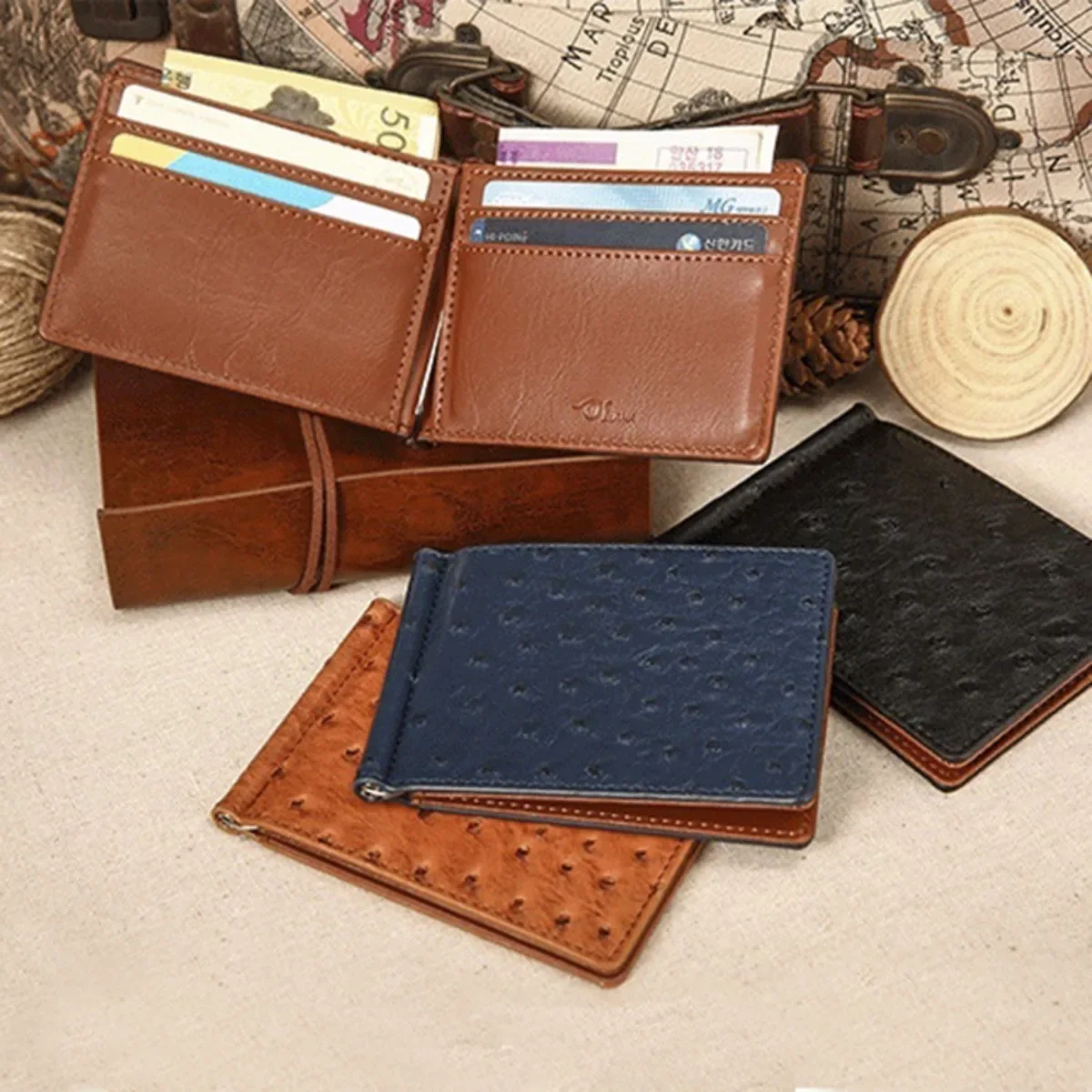 Real Genuine Ostrich Skin Men Wallet Purse Short Size Case Bank Credit Card Holder Money Case Wallet High End Quality