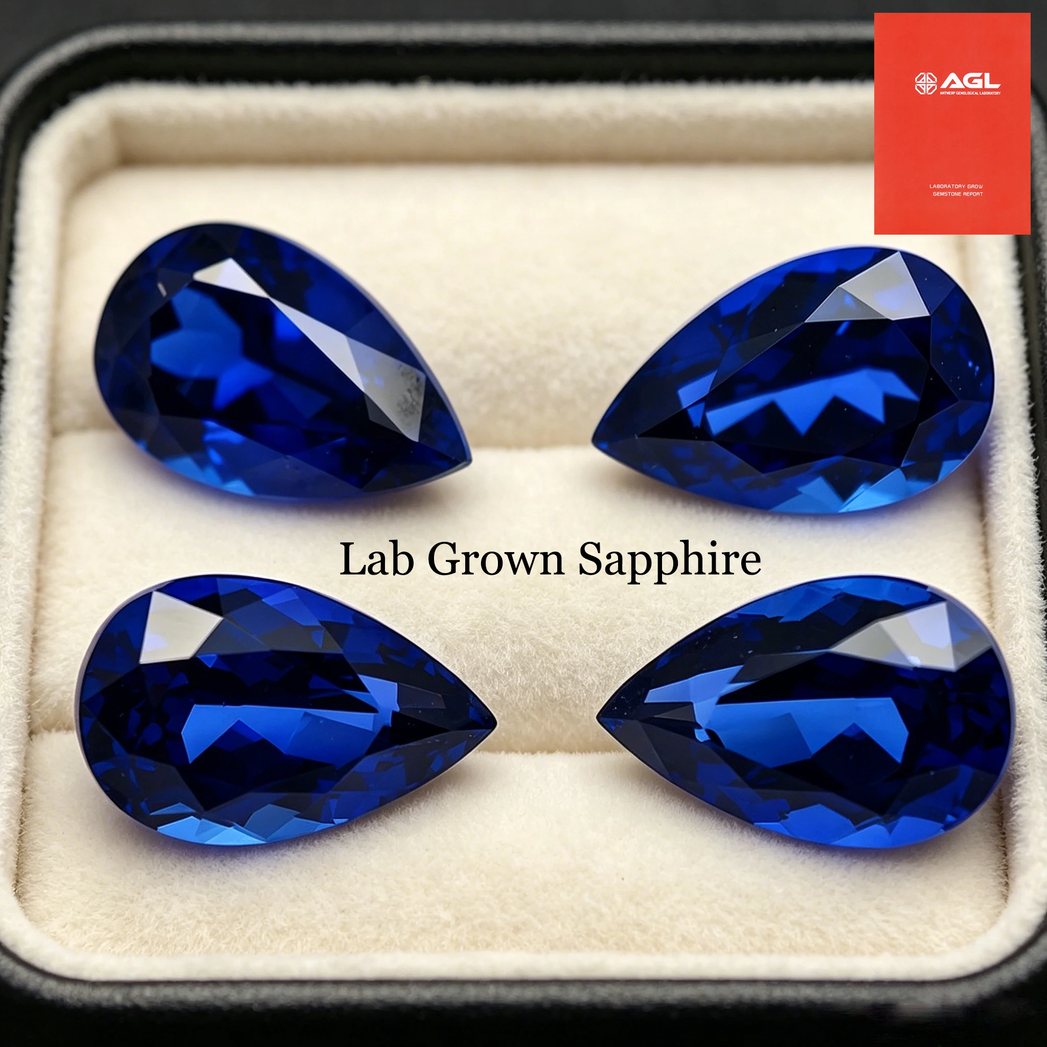 

Top Royal Blue Pear Cut Lab Grown Sapphire Gemstone Synthetic for Charms DIY Ring Necklace Materials Selectable AGL Certificate