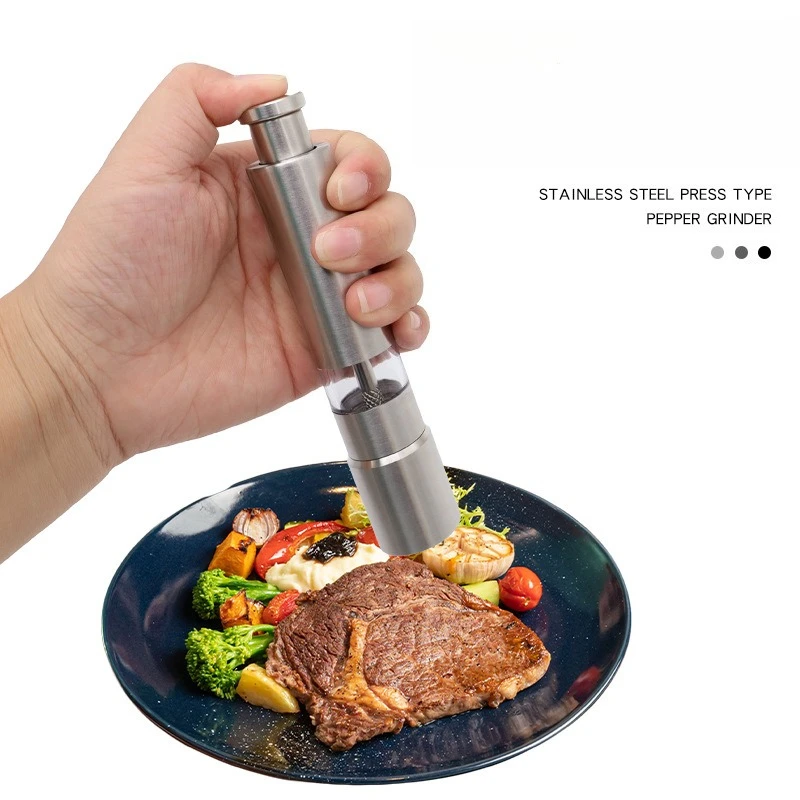 

Cheap Manual Stainless Steel Thumb Push Spice Sauce Grinder Efficient Suitable For Various Spices Such As Pepper And Salt