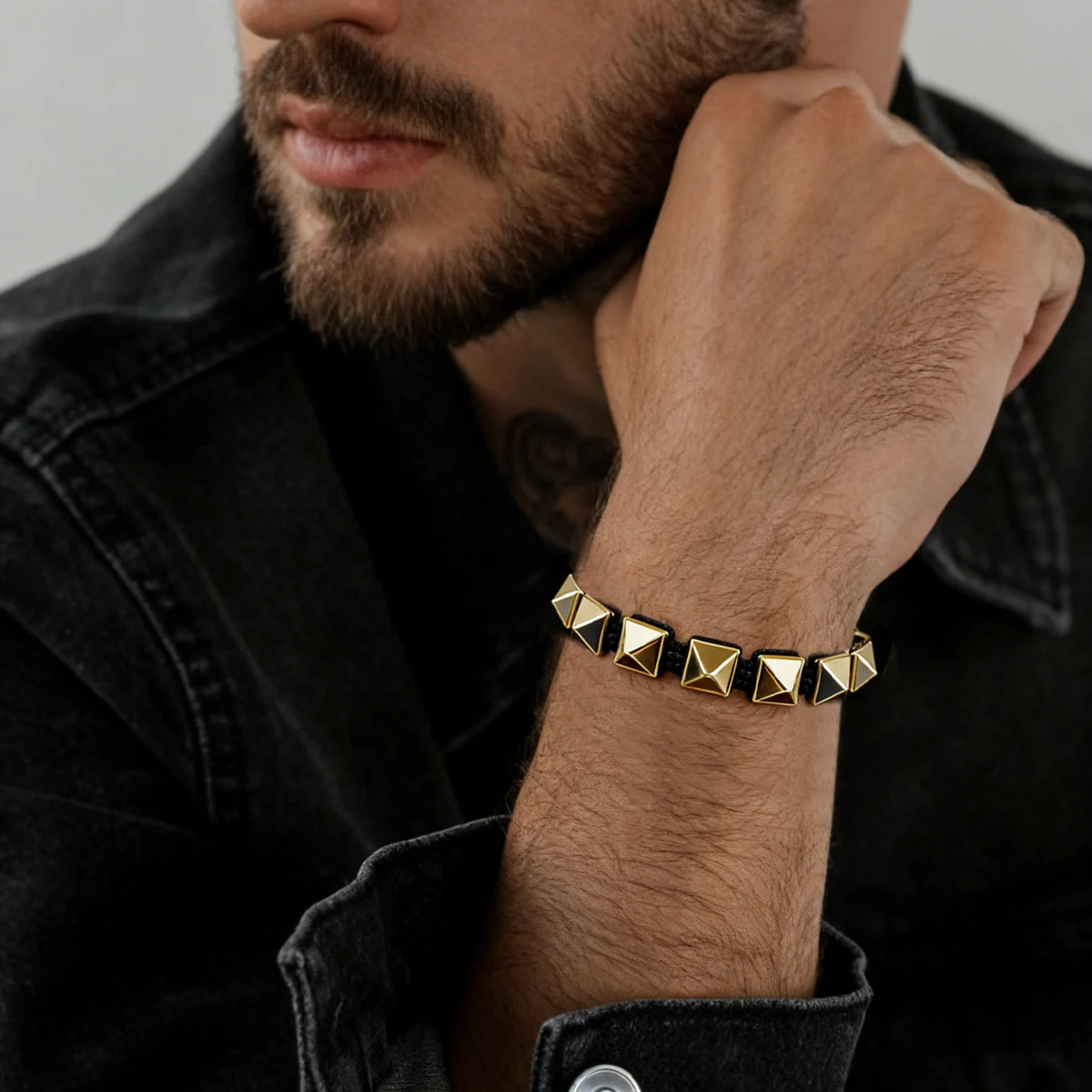 

Модный мужской браслет из бисера с шипами для фитнеса, йоги, авантюриста, энергетический камень, гематитовый браслет, ювелирные изделия, мужские модные аксессуары