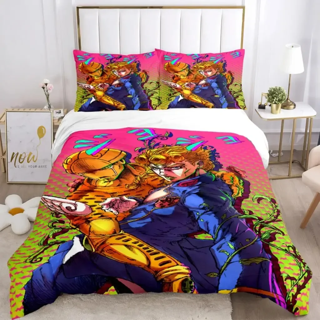 

JOJO Anime Print Three Piece Bedding Set Fashion Article Boys Or Adults For Beds Quilt Covers Pillowcases Bedding Set Gift