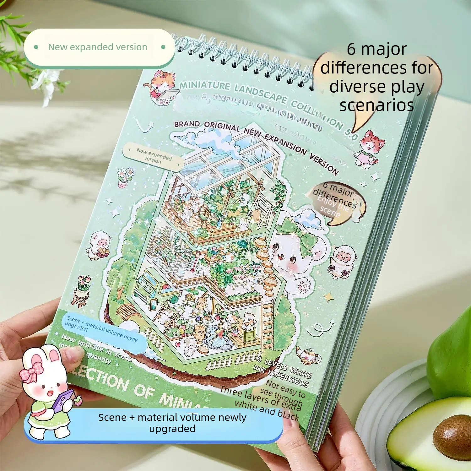 20 Sheets/pack Cute Style Stacked Miniature Scene 3D Cabin Quiet Book Sticker Book Foggy Town Series
