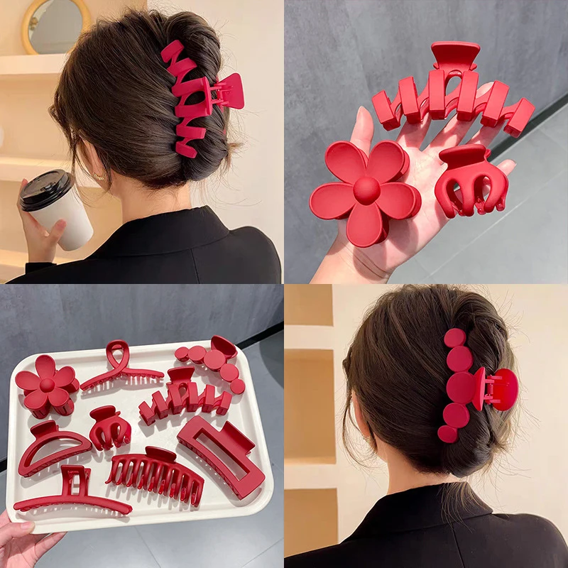 女性用マルチスタイルヘアクリップ,8個セット,大型フック,シャーククリップ,滑り止め,厚手,アクセサリー