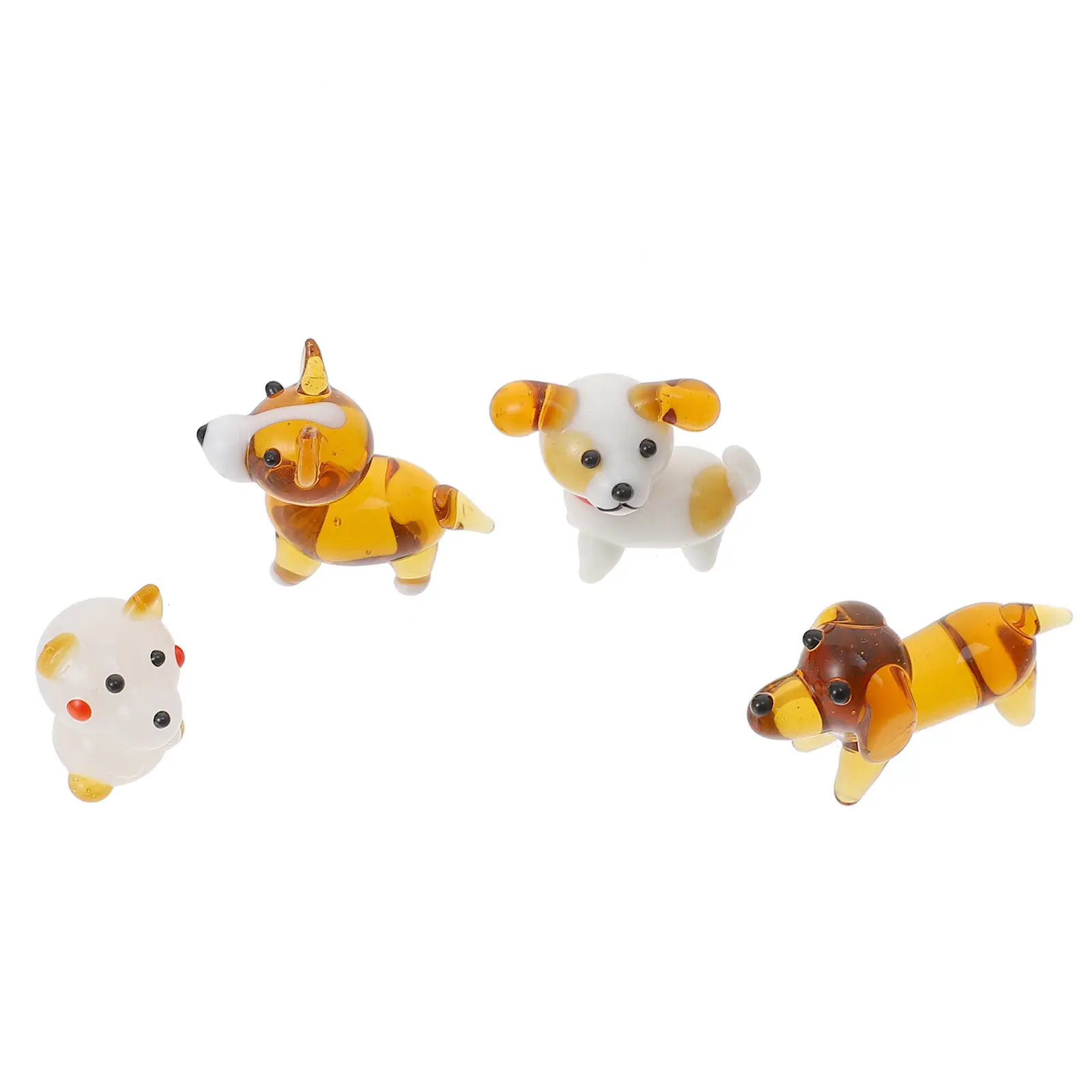 4Pcs Glass Crystal Desktop Dog Decorations Small Dog Adornments Miniature Decor for Home Office Bedroom Table Puppy Figurine
