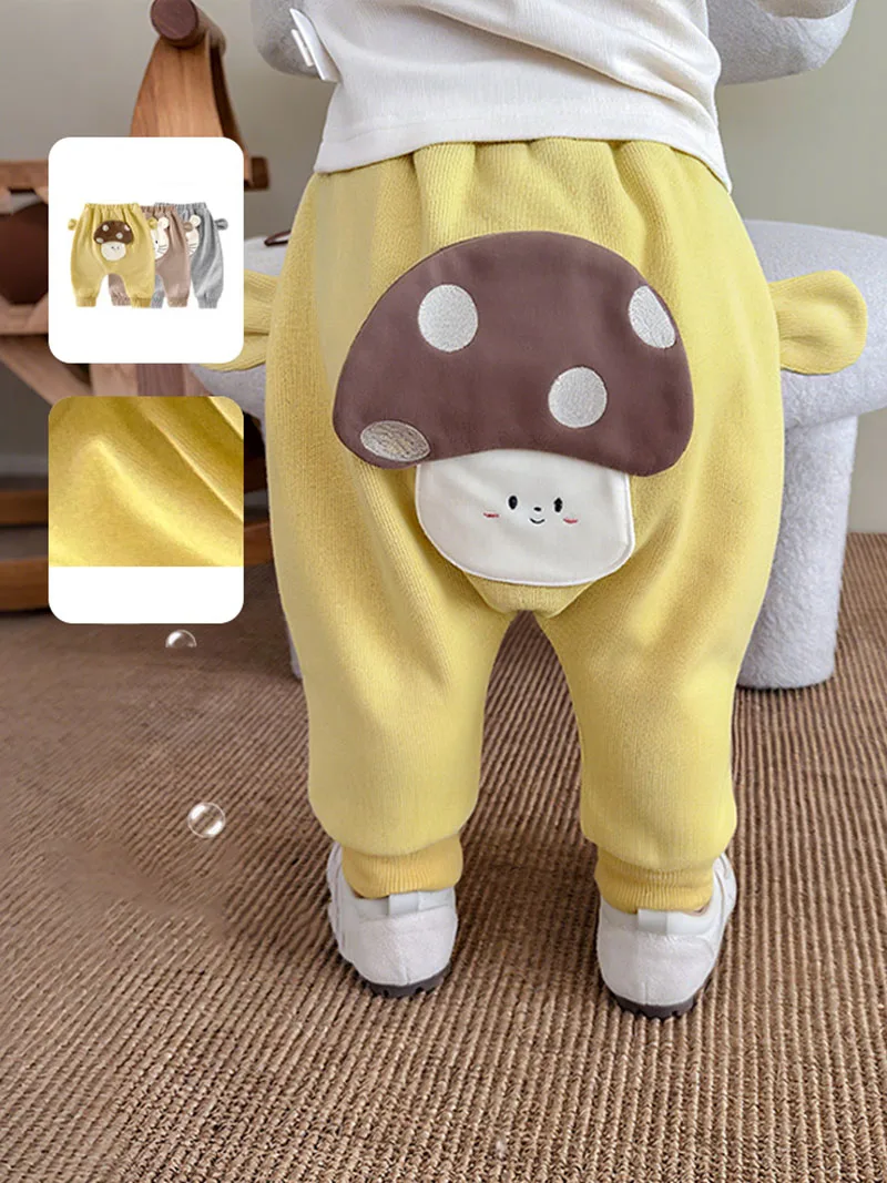 

MILANCEL новые осенние детские большие полипропиленовые штаны от 9 месяцев до 4 лет, повседневные штаны с мультяшной нашивкой для маленьких девочек, свободные корейские брюки для малышей