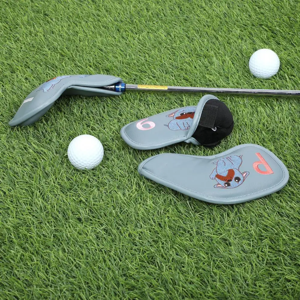 Fundas para cabeza de Golf de fácil apertura, juego de fundas para cabeza de palo de Golf con protección de piel sintética para cuñas de hierros, etiquetas bordadas de primera calidad para Golf