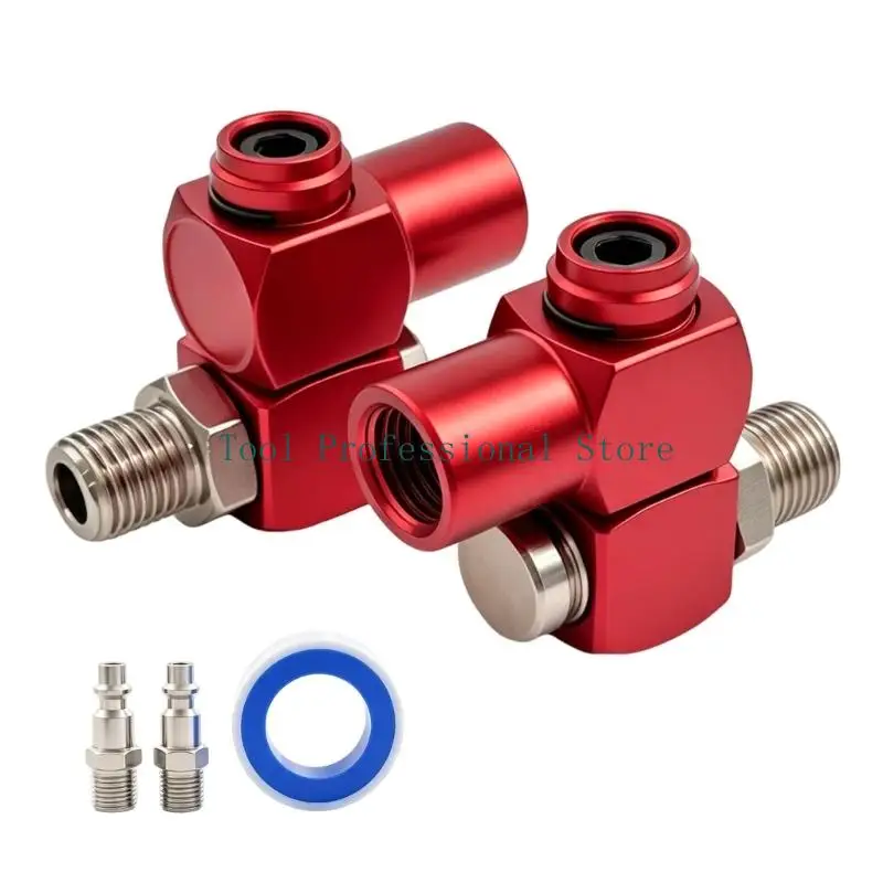 57QF Air Tool Hose Connector Pair with 360-Degree Swivels Action, Aluminum Alloy Construction, and Push-to-Lock Quick Connection