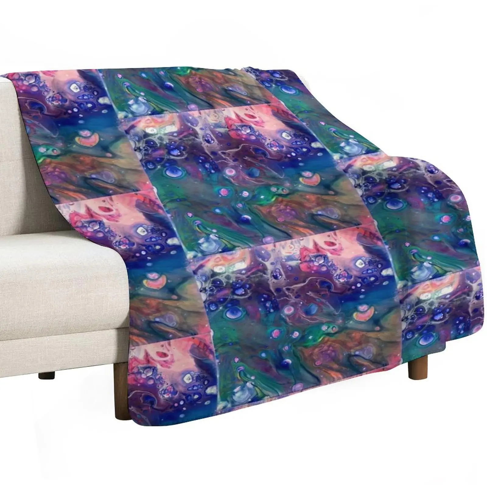 fluid technique. Original painting still available. Throw Blanket Machine Washable Soft Warm Blanket