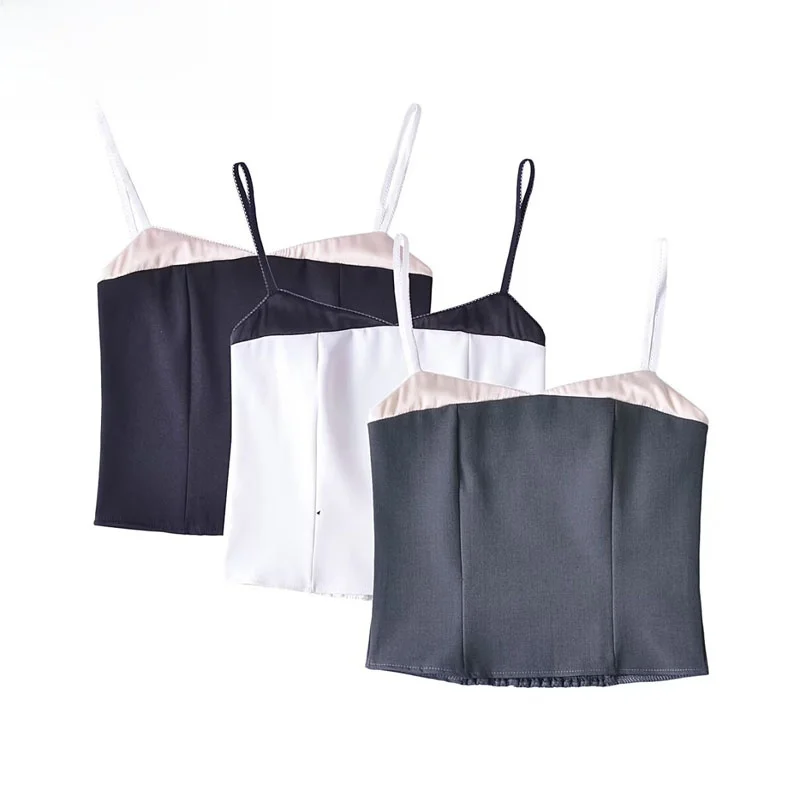 

ZBZR Summer New Women's Faion Sexy Strapl Color Blo ort Top Polyester Fiber Breathable Casual Wear Outerwear