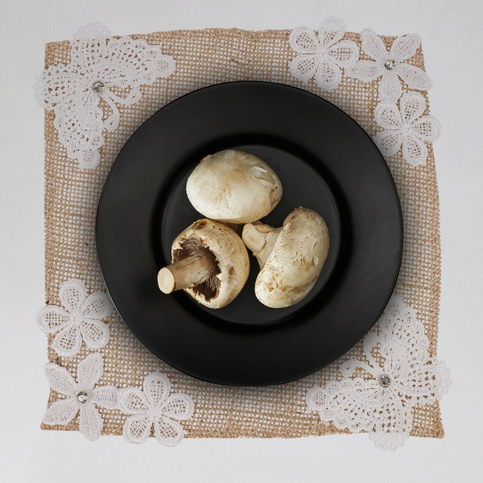 

2PCS Linen Table Placemat Wedding Mats Decorative Desk Burlap Linen Dining Table Placemat Heat Resistant Home Banquet Holiday