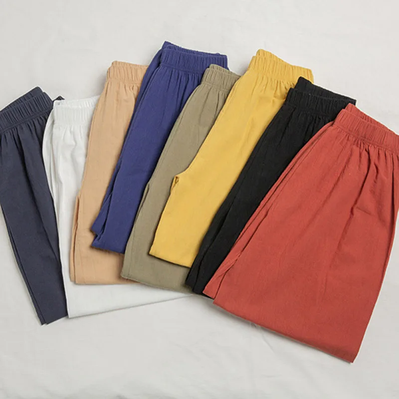 Damen Lässige Weite Bequeme Haremshose für den neuen Sommer 2026 – Elastische Taille, Strand-Leinenhose, einfarbig, vielseitig kombinierbare Laternenhose – Detail 2