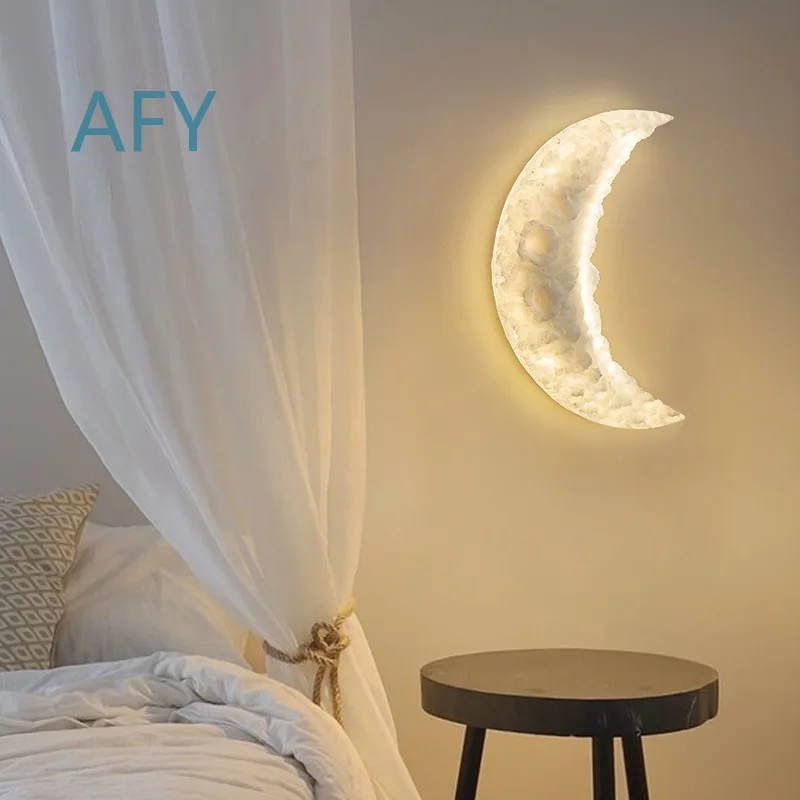 Modern Minimalist Moon Wall Lamp for Nordic Style Living Room Bedroom Corridor Foyer Restaurant Background LED Decoration