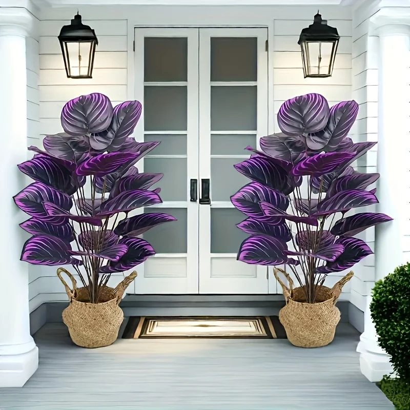18-köpfige künstliche violette Pflanzen, realistische Boden-Bonsai-Pflanze für den Innenbereich, für Zuhause, Hochzeiten, Hotels, Gärten, Fotografie-Dekorationen – Detail 2