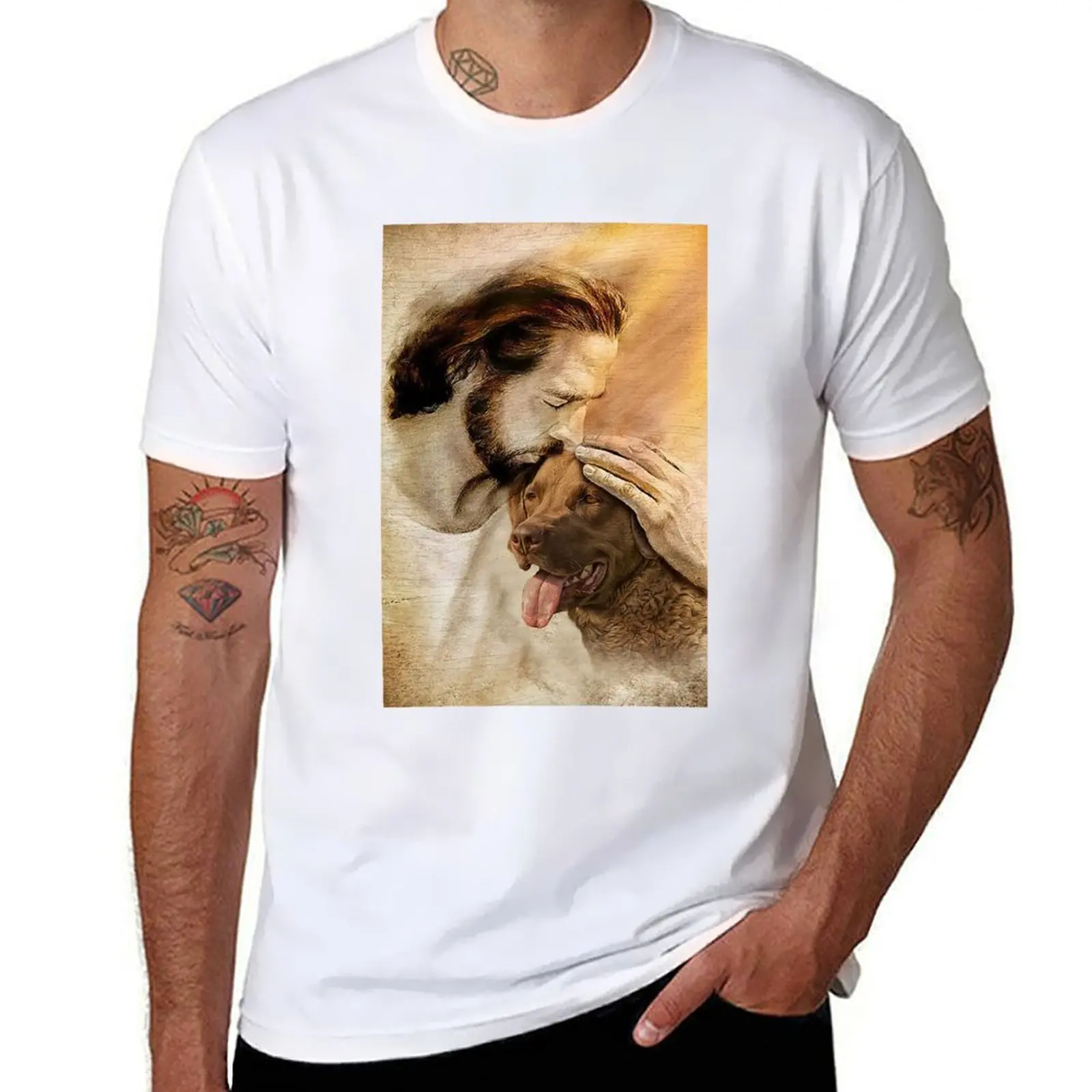

Jesus with lovely Chesapeake Bay Retriever - for Chesapeake Bay lover T-Shirt t shirts for man graphic funny T-Shirt