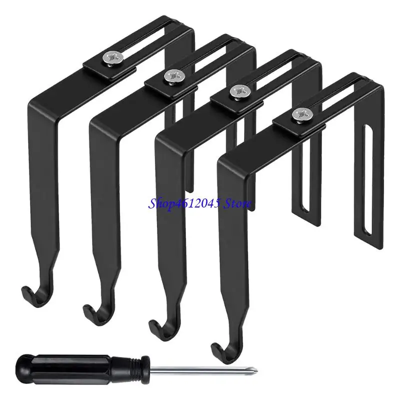 

L69A 4 Pcs Adjustable Width Small Black Sturdy Metal Door Hanger Hooks Portable Accessory for Wreath and Decorations