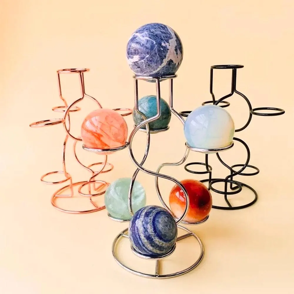 Multi-Layer Crystal Ball Holder Stand Tiered Metal Display Rack Sphere Base Mineral Specimen Gemstone Home Decor
