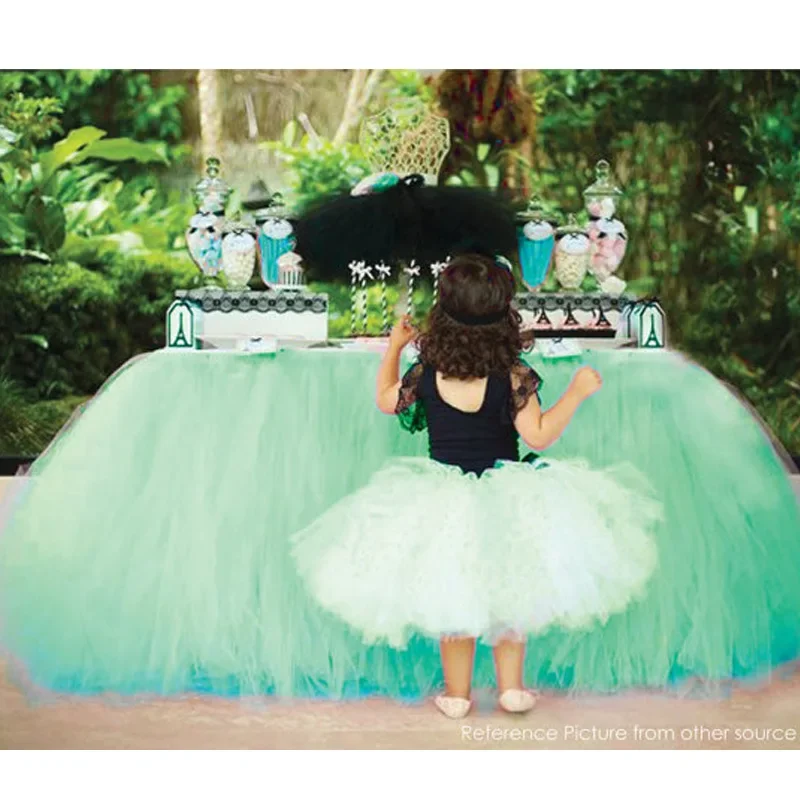 

Green Table Skirt Tulle Baby Child Birthday Party Decoration TableCloth Decoration Baby Shower Party decoration