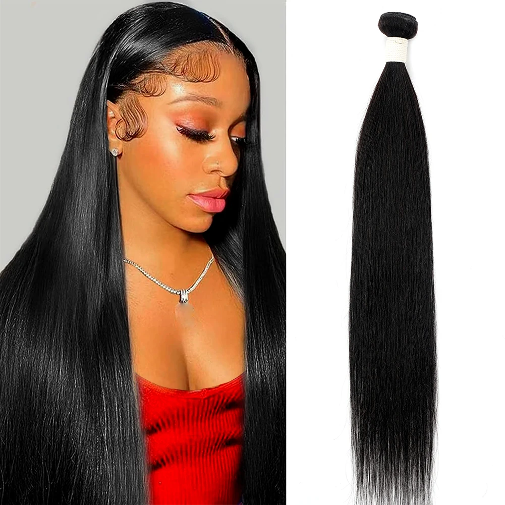 Straight Human Hair Bundles Brazilian Human Hair 100% Weave Bundles for Straight Bundles Human Hair Extensions Natural Black