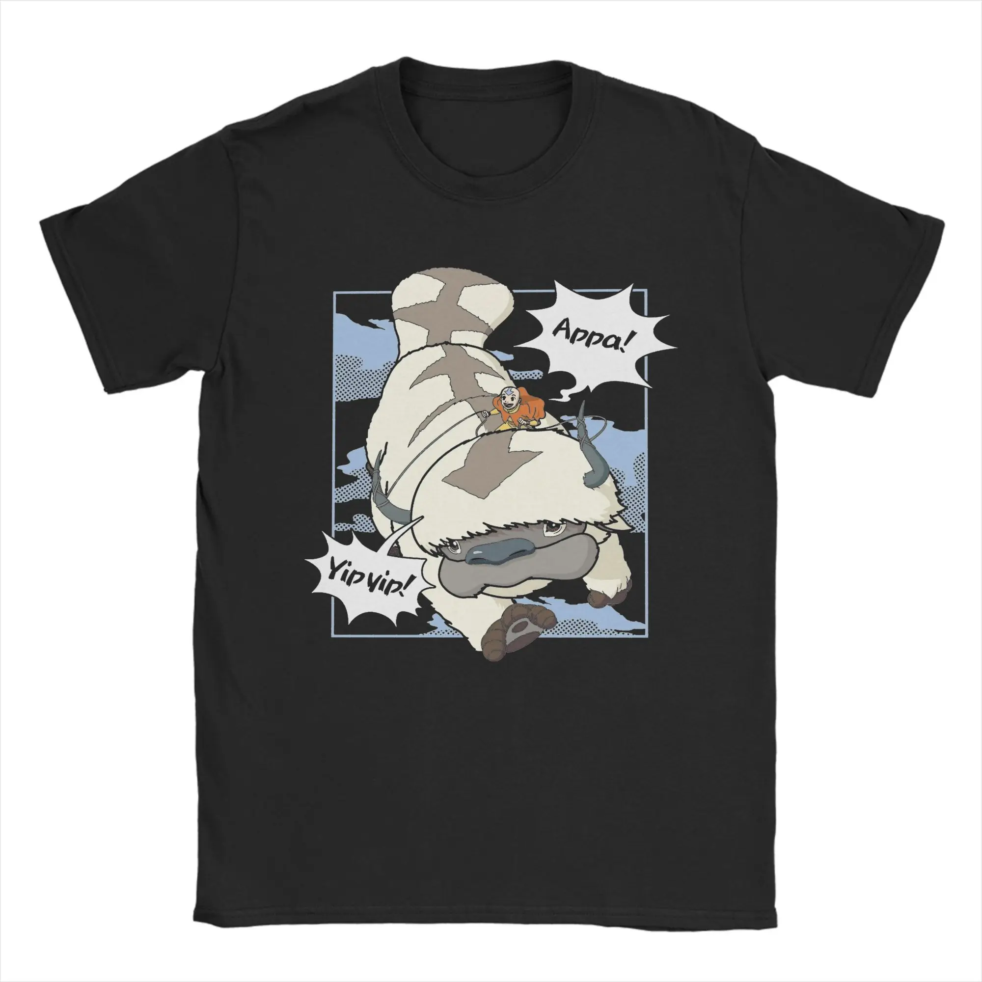 

Streetwear Avatar The Last Airbender Appa Flight Yip Yip T Shirt Men Cotton Short Sleeve O-neck Summer Clothes