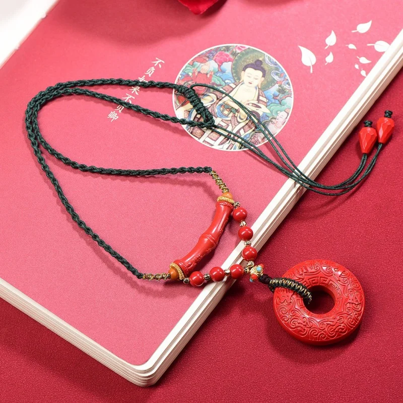 Boutique High-Content Red Sand Heart Sutra Safety Necklace Design Pendant Source