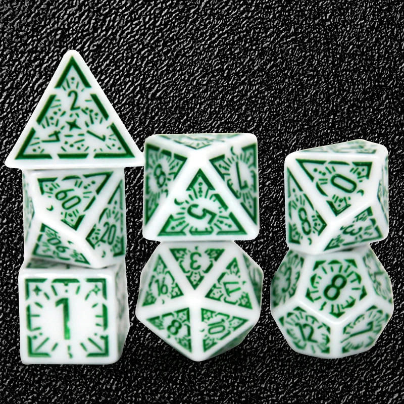 7PCS/set Multi-sided Dice New Textures Pattern Games Dice for DnD RPG Games Family Party Funny Table Games Accessories view 5