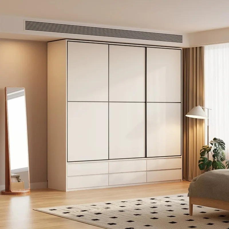 Environmentally friendly and odorless solid wood wardrobe household bedroom boys and girls sliding door wardrobe