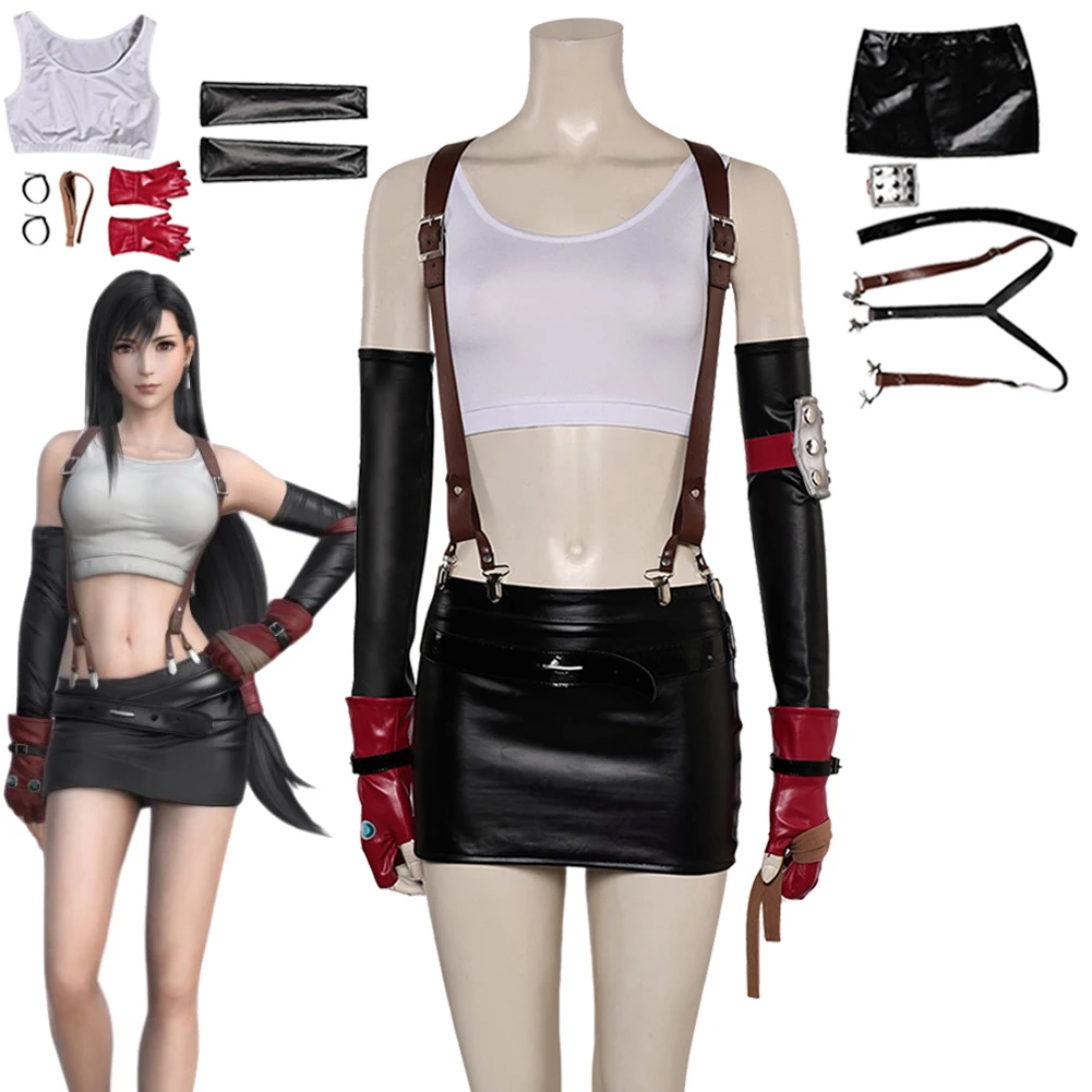 Tifa Cosplay Final Fantasy 7 Swimsuit Fantasy Disguise Female Women Adult Costume Summer Beach Bikini Halloween Carnival Suit