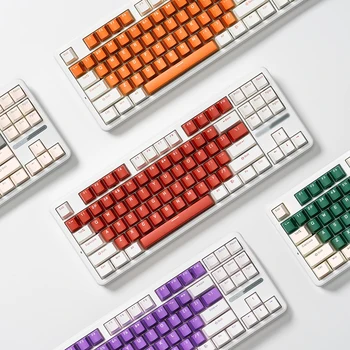 104 adet DIY mekanik klavye Keycaps Set OEM iki renkli PBT yeşil beyaz anahtar kap için 61/87/104 anahtar kiraz MX klavye tuş