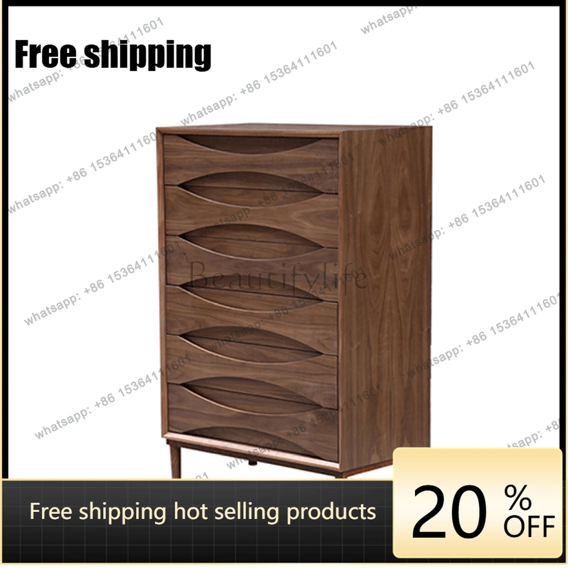 Nordic solid wood foyer side cabinet living room entrance pull cabinet