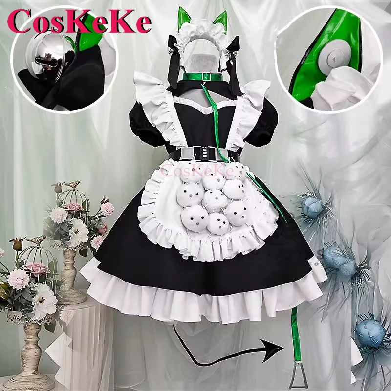 CosKeKe Aza Cosplay Anime VTuber VirtuaReal Costume Fashion Sweet Elegant Maid Dress Activity Party Role Play Clothing S-XL New