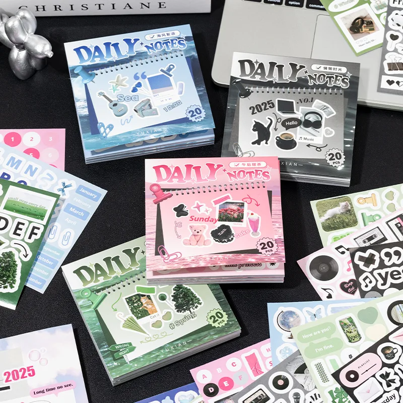 20Pcs/Book Square Paragraph Stickers Korean Cute Style DIY Materials for Handbook Calendar Card Decoration