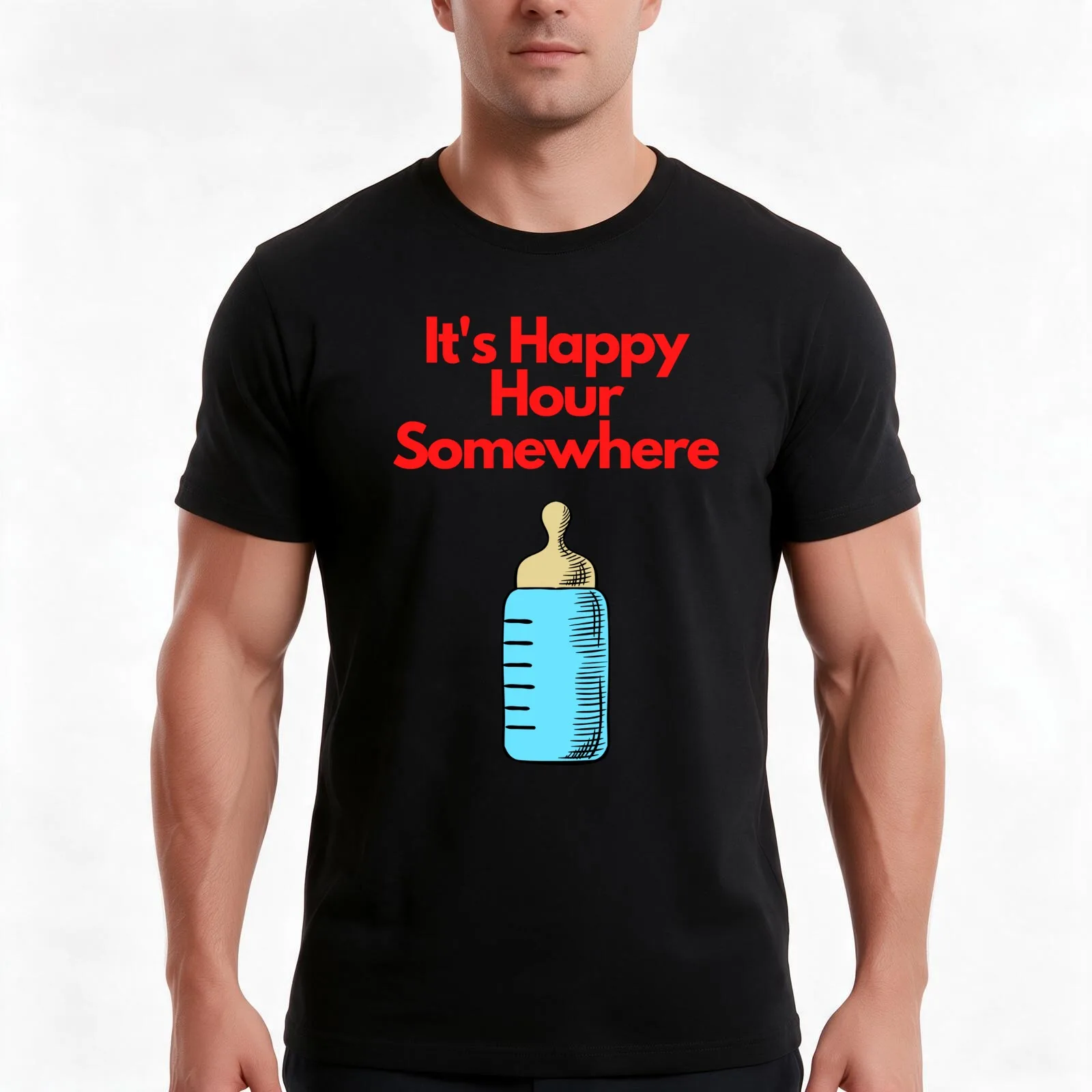 It's Happy Hour Somewhere - Baby Onesie and Toddler Clothing T-Shirt, Summer Casual Cotton Tee, Oversized Streetwear Tops